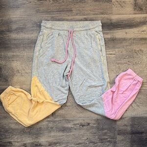 Cozy Gray Joggers with Pink & Orange Legs